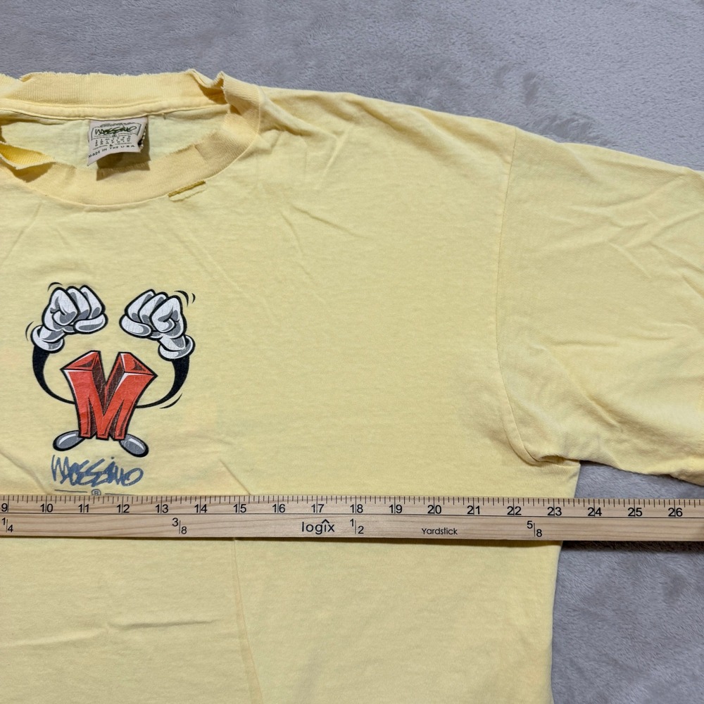 VTG Mossimo Punchin The Clown T-Shirt Men L Yellow Limited Edition Grunge 90 USA - Picture 7 of 10